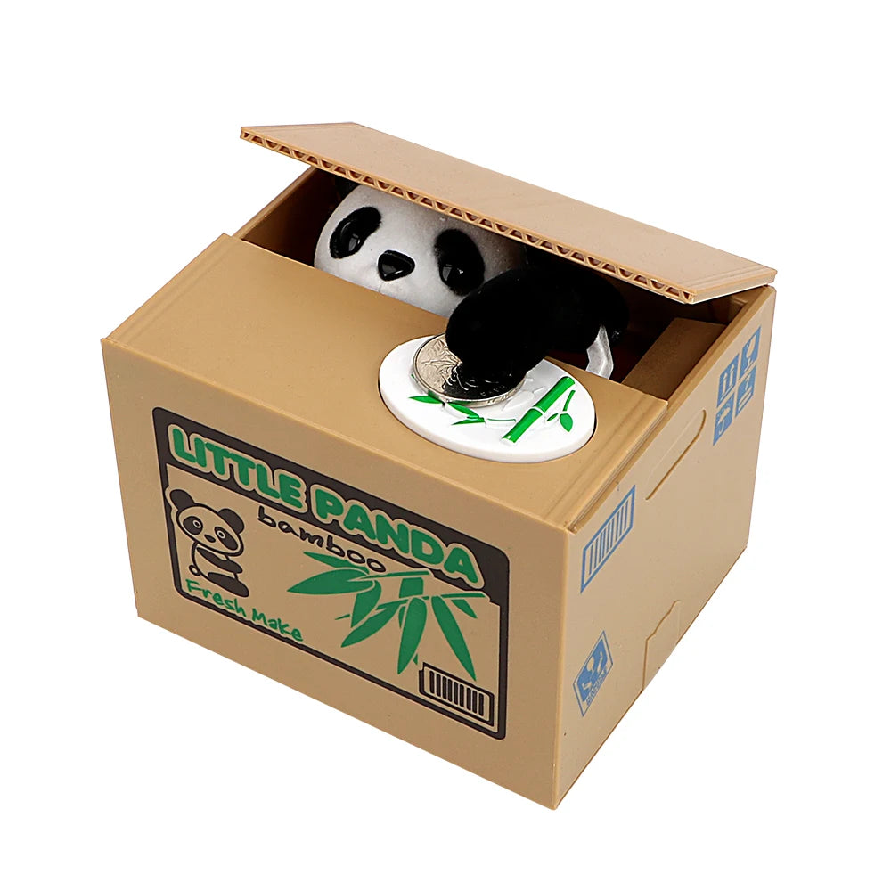 Tirelire attrape pièces panda gris