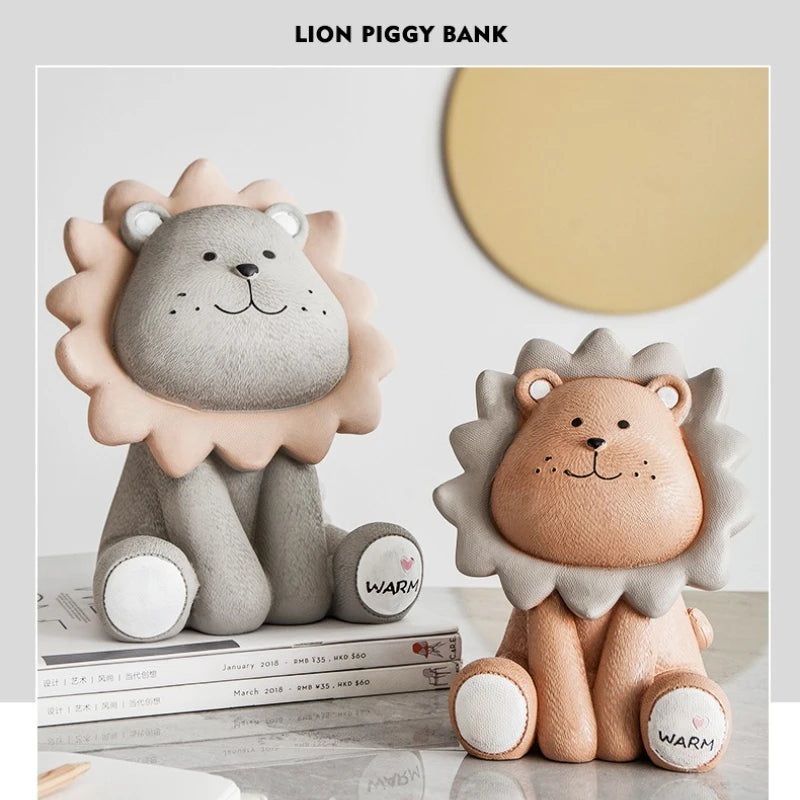 Tirelire enfant lion assis