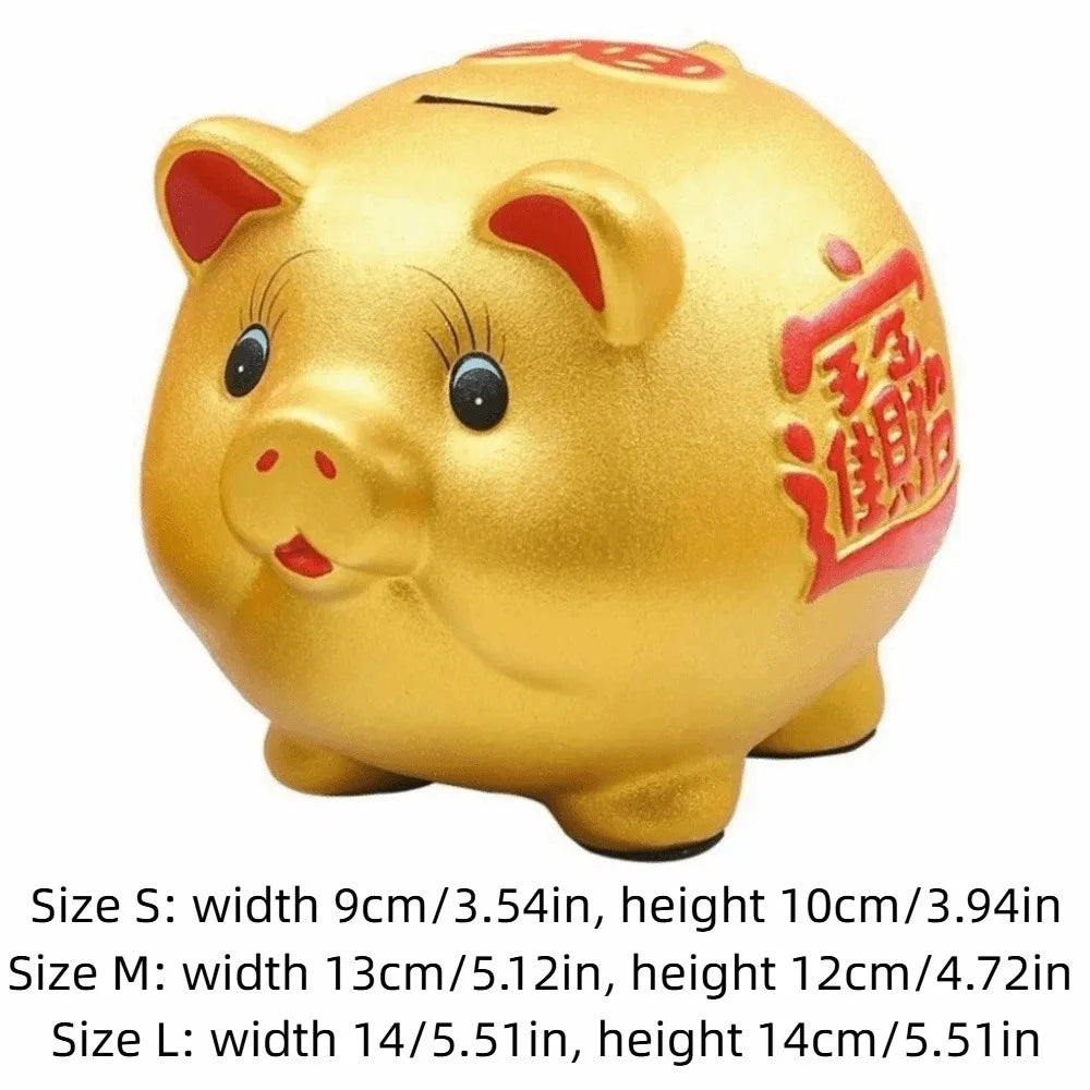 Tirelire enfant cochon dorée