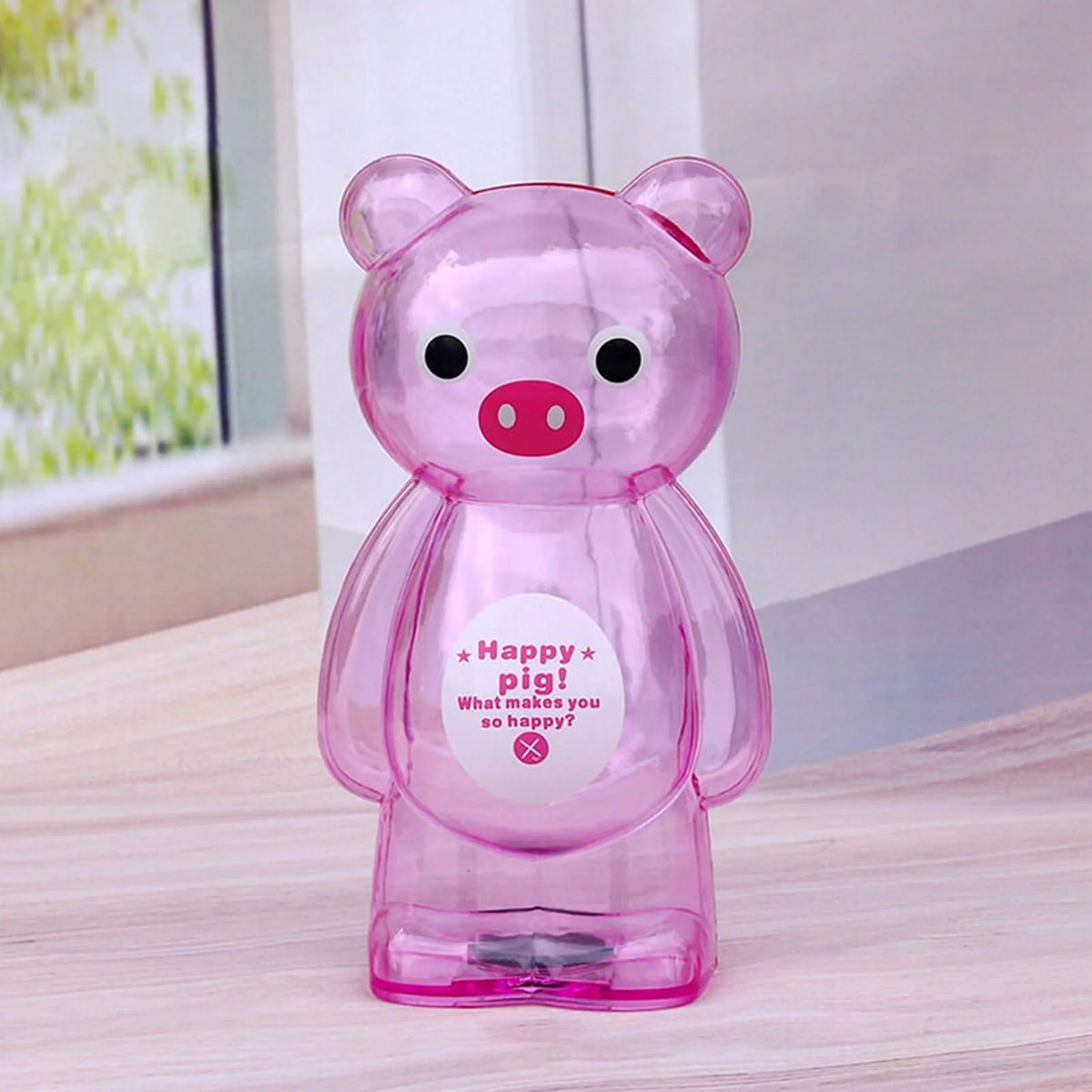 Tirelire enfant cochon transparent rose