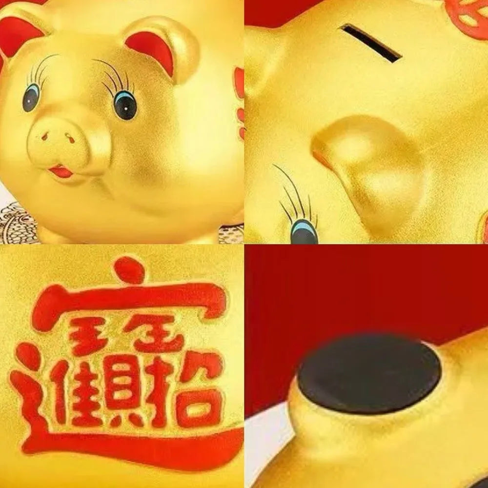 Tirelire enfant cochon dorée