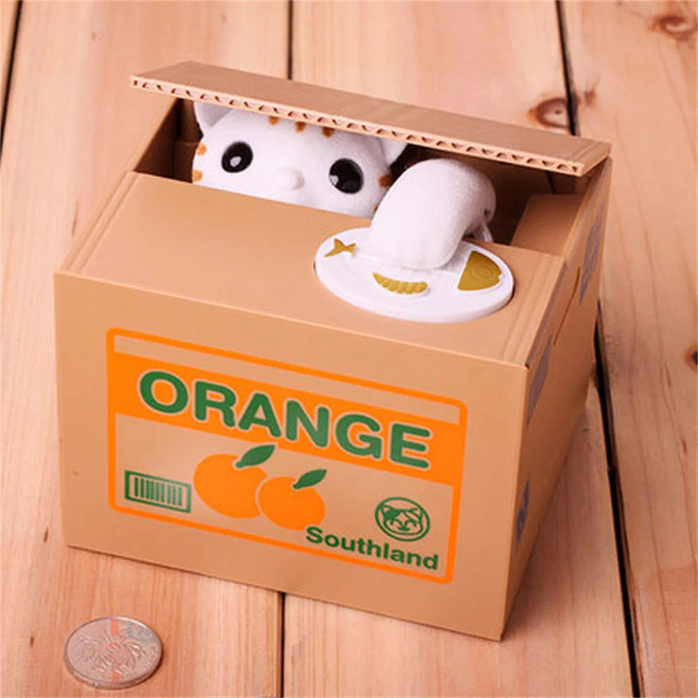 Tirelire enfant attrape pièces mains orange