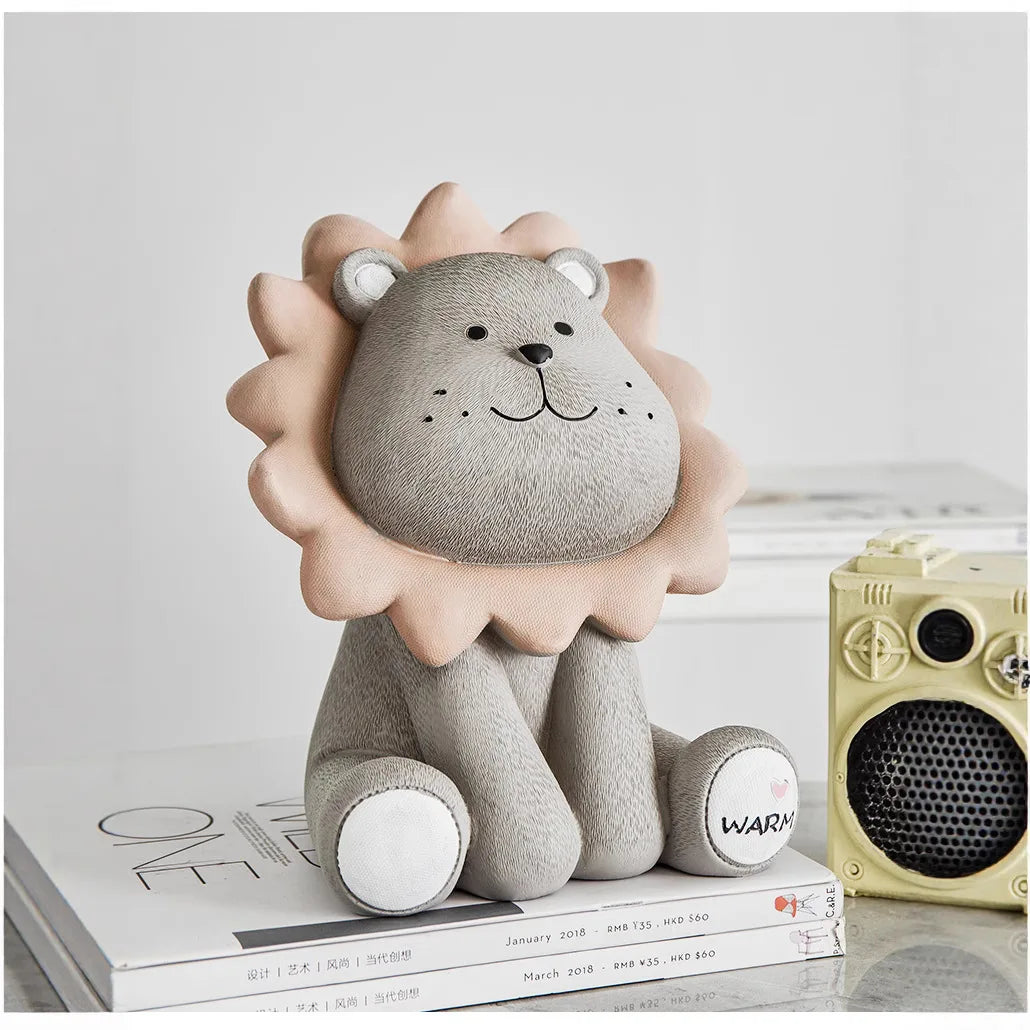 Tirelire enfant lion assis