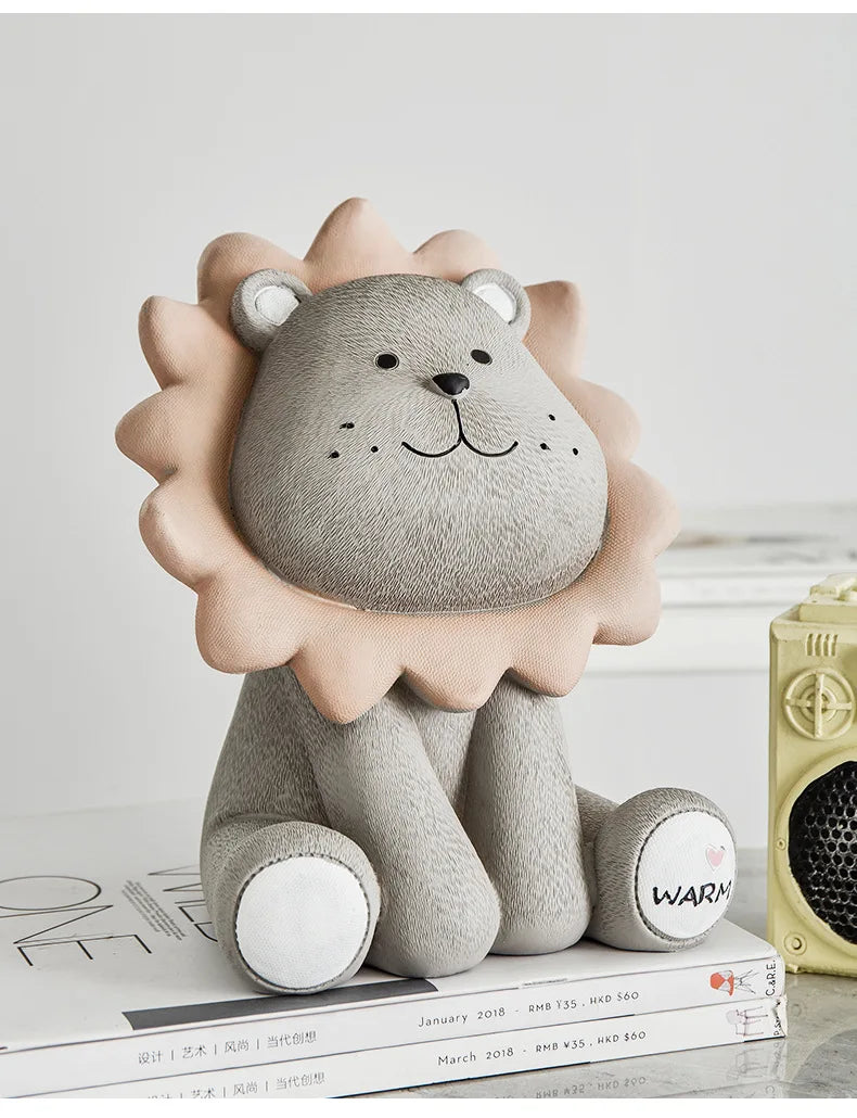 Tirelire enfant lion assis