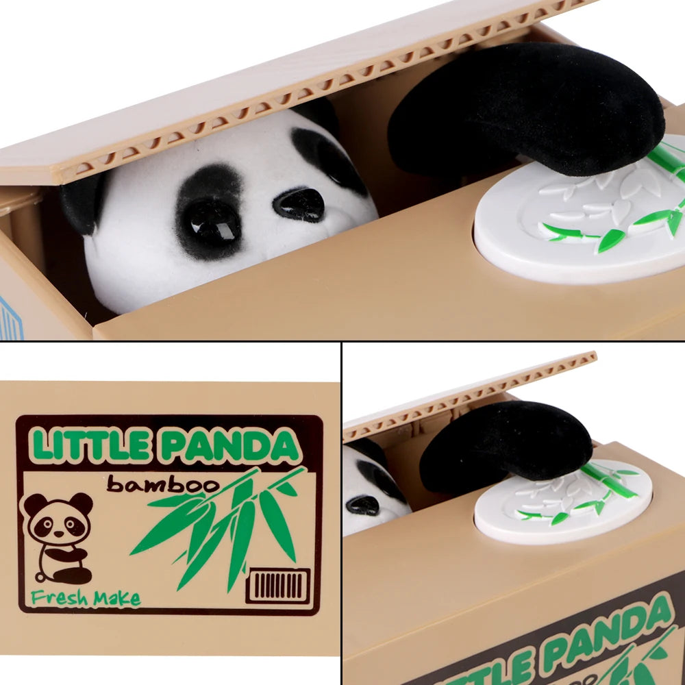 Tirelire attrape pièces panda jaune